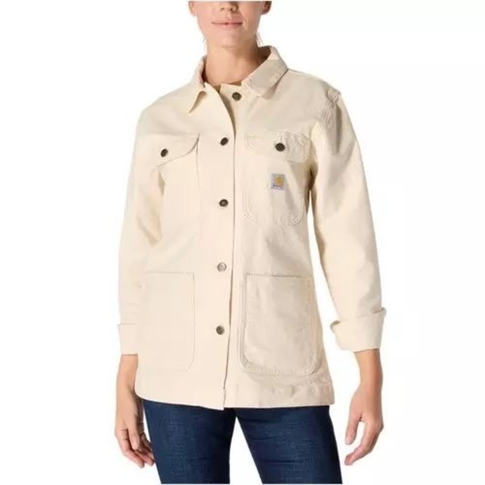 Carhartt Women's Rugged Flex® Loose Fit Canvas Chore Coat Undyed Medium NWT
